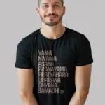 Black Shirt Yama Niyama Eight Limbs of Yoga T-Shirt Front View