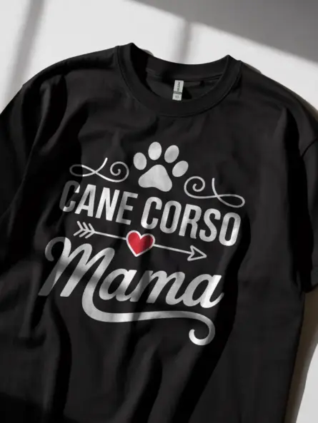 Cane Corso Mama Shirt – Minimalist Dog Mom Tee with Heart Print - Image 3