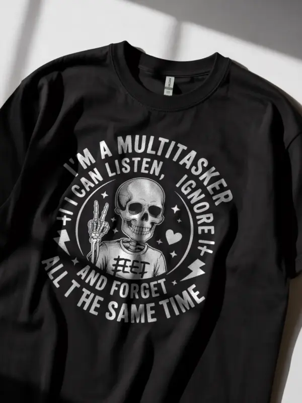 Black Shirt Lifestyle – Peace Sign Skeleton Tee for Adults – multitasker skeleton t-shirt