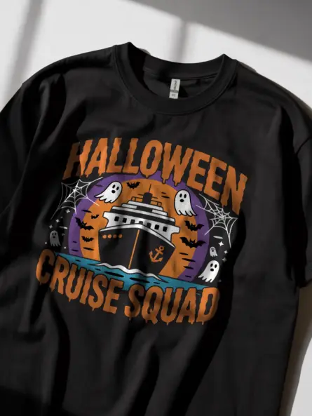 Black Halloween Cruise Squad T-Shirt Lifestyle Image – matching halloween cruise squad shirt