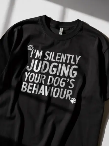 Witty Sarcastic Dog T-Shirt – Silently Judging Design for UK Dog Lovers - Image 5