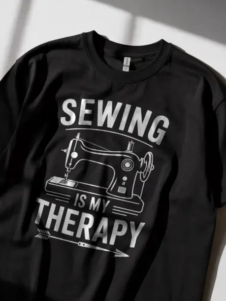 Black lifestyle shot – Sewing Is My Therapy – sewing is my therapy t-shirt