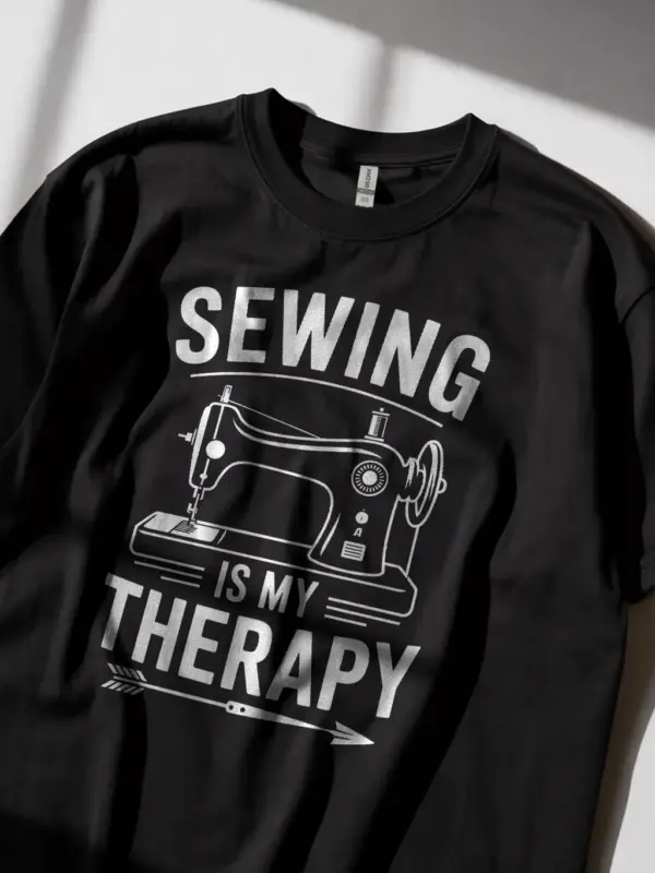 Black lifestyle shot – Sewing Is My Therapy – sewing is my therapy t-shirt