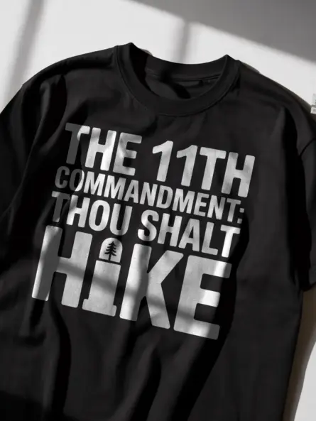 11th Commandment Hiking Shirt – Bold Thou Shalt Hike Graphic Tee - Image 2