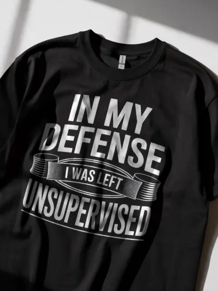 Black Shirt In My Defence I Was Left Unsupervised Funny Unsupervised T-Shirt