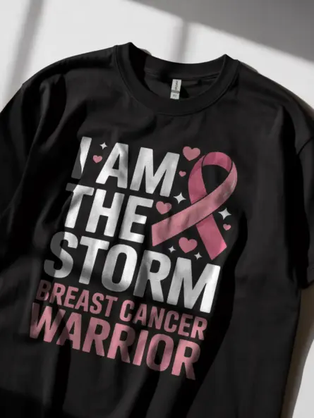 Bold Breast Cancer Warrior Shirt – I Am the Storm Statement Tee - Image 3