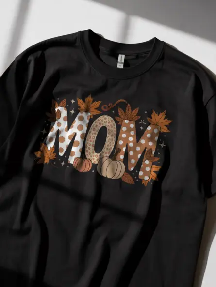 Autumn Mom Shirt – Cozy Fall T-Shirt with Pumpkin and Leopard Print - Image 2