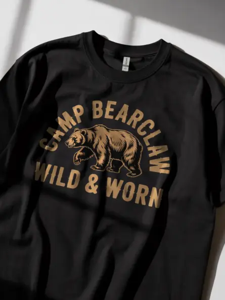 Rustic Bear Camping T Shirt – Vintage Outdoor Adventure Tee - Image 2
