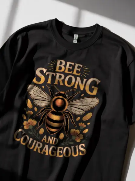 Bee Strong T-Shirt – Motivational Vintage Graphic for Women - Image 2