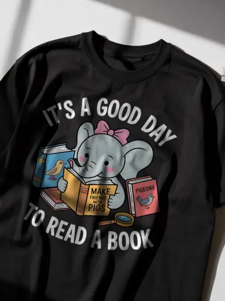 Book Day T-Shirt for Kids – Cute Elephant Reading Shirt Gift - Image 2