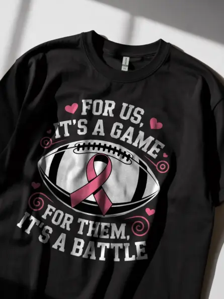 Bold Breast Cancer Football Shirt – Game Day Awareness Tee - Image 3