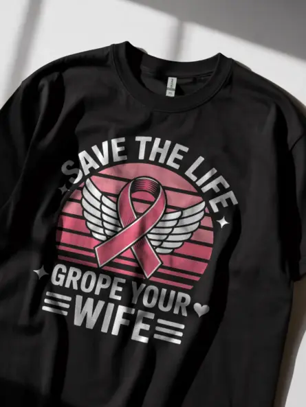 Bold Breast Cancer Husband Shirt – Funny Pink Ribbon Awareness Tee - Image 3