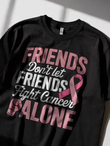 Powerful Breast Cancer Team Shirt – Friends Fight Together Tee - Image 3