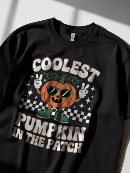 Coolest Pumpkin in the Patch Shirt – Retro Halloween Cartoon Tee - Image 2