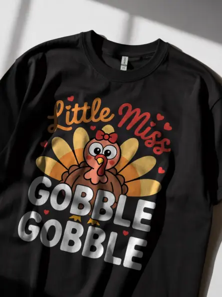 Little Miss Gobble Gobble Shirt – Adorable Thanksgiving Tee for Girls - Image 2