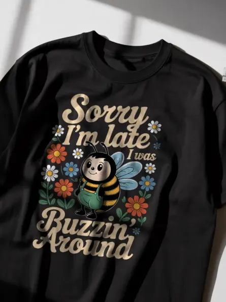 Cute Bee Retro T-Shirt for Women – Buzzin’ Around Design - Image 2