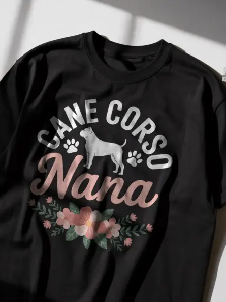 Adorable Dog Nana Shirt – Floral Cane Corso Grandma Tee - Image 2