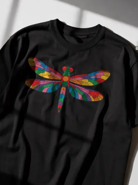 Striking Dragonfly T-Shirt with Rainbow Wings – Nature Lover Gift - Image 5
