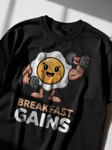 Funny Breakfast Gym Shirt – Protein-Powered Tee for Fitness Fans - Image 2