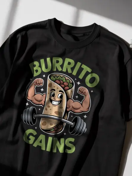Funny Burrito Gym Shirt for Gains Lovers – Foodie Fitness Tee - Image 2