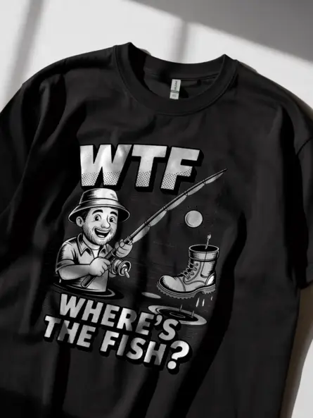 WTF Funny Fishing Shirt – Retro Comic Tee for Anglers Who Love Humor - Image 3