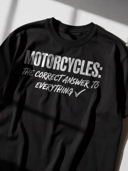 Motorcycles Answer It All – Funny Motorcycle t-Shirt for Riders - Image 2