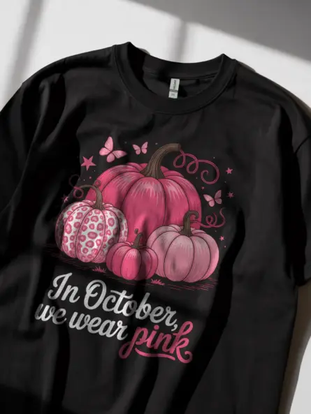 Chic In October We Wear Pink T-Shirt – Breast Cancer Awareness Top - Image 3
