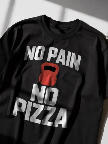 No Pain No Pizza Kettlebell T-Shirt – Bold Gym Motivation Tee - Image 2