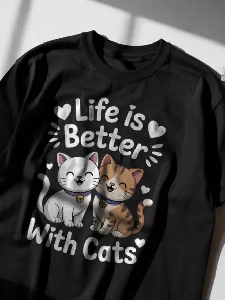 Life Is Better With Cats Shirt – Cute Kawaii Graphic Tee for Cat Lovers - Image 5