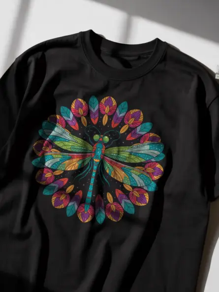 Mandala Dragonfly T-Shirt – Artistic Boho Tee for Nature Lovers - Image 2