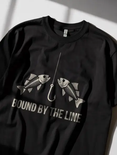 Bold Minimalist Fishing T Shirt – Bound by the Line Tee - Image 2