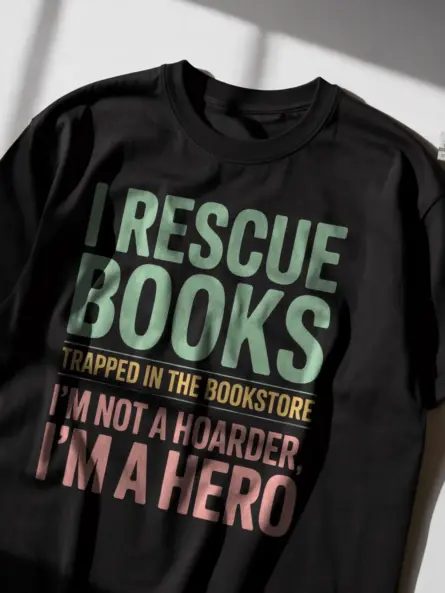 Rescue Books Shirt – Funny Vintage Tee for Book Hoarders & Heroes - Image 2