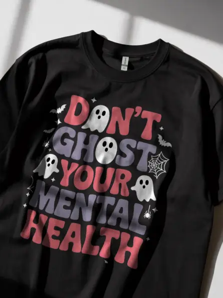 Retro Halloween Mental Health Shirt – Don’t Ghost Your Mental Health Tee - Image 2