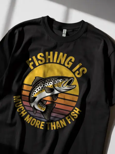 Retro Fishing Shirt – Bold Sunset Trout Tee for Outdoor Nostalgia - Image 3