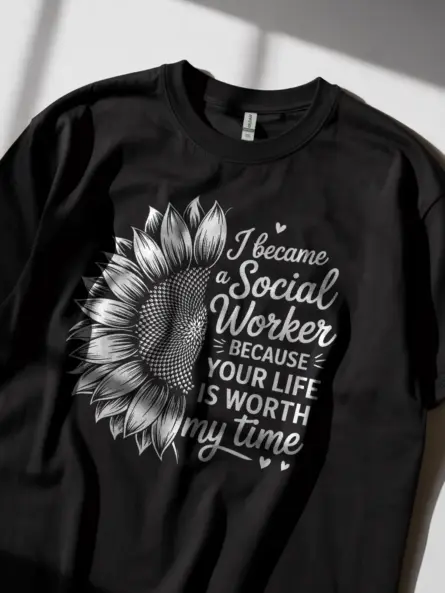 Social Worker Sunflower T-Shirt With Quote - Image 2