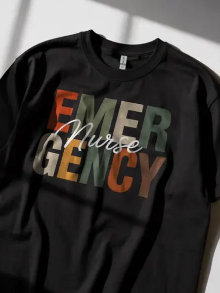 black emergency nurse shirt lifestyle photo for ER nurse