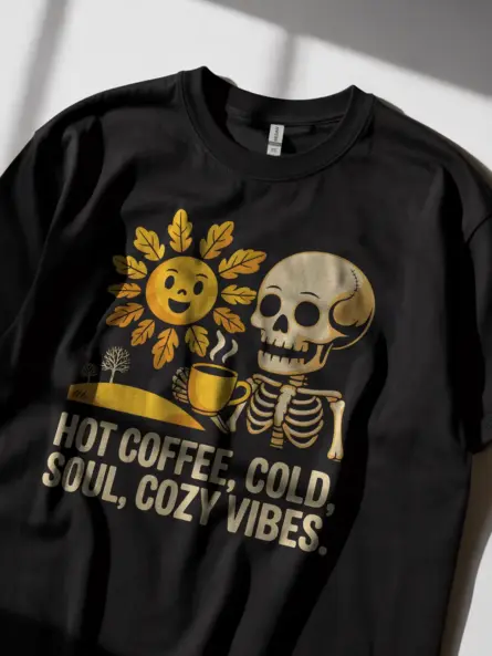Vintage Baking Mom T-Shirt – Hot Coffee Cold Soul Cozy Vibes Tee - Image 2
