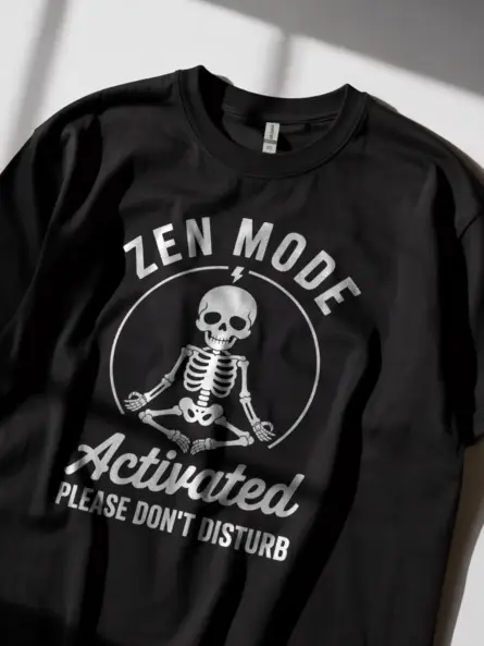 Black Shirt Skeleton Zen Mode T-Shirt