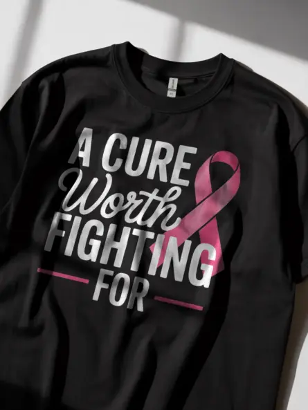 A Cure Worth Fighting For Shirt – Bold Pink Ribbon Awareness Tee - Image 3