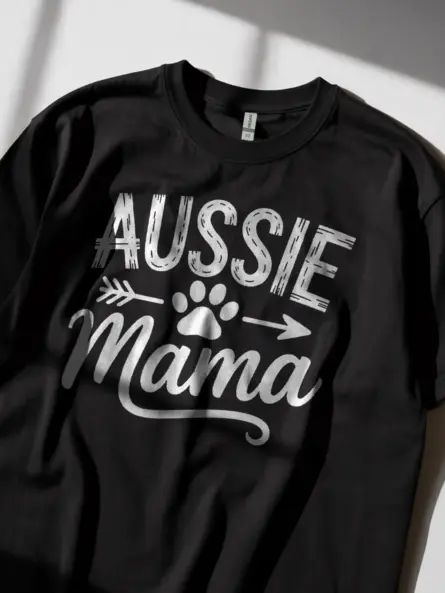 Rustic Aussie Mama Shirt – Distressed Paw Print Dog Tee - Image 2