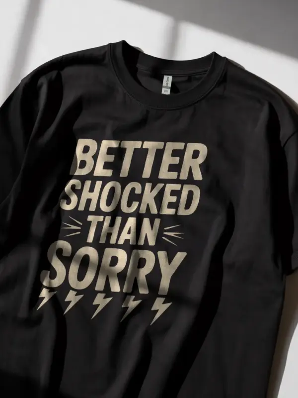 Black Better Shocked Than Sorry Shirt Lifestyle – distressed vintage electrician tee