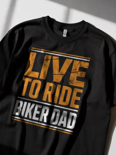 Bold Biker Dad Shirt – Live to Ride Vintage Distressed Tee for Men - Image 2