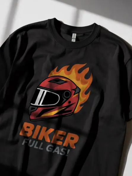 Explosive Biker Flame T Shirt – Full Gas Racing Style Tee - Image 2