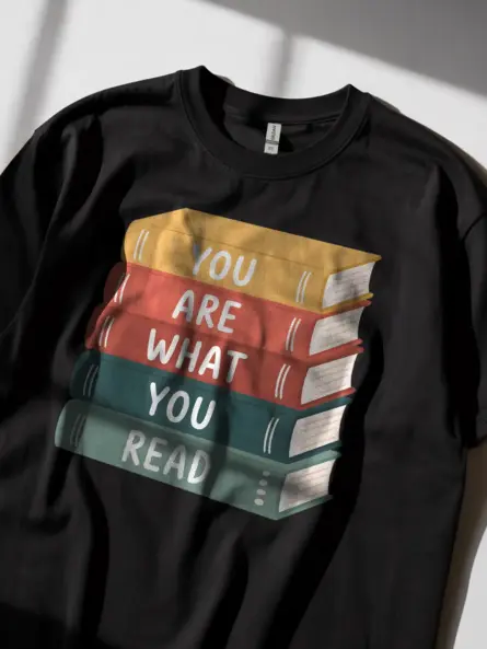 Book Stack T-Shirt – Pastel “You Are What You Read” Graphic Tee - Image 2