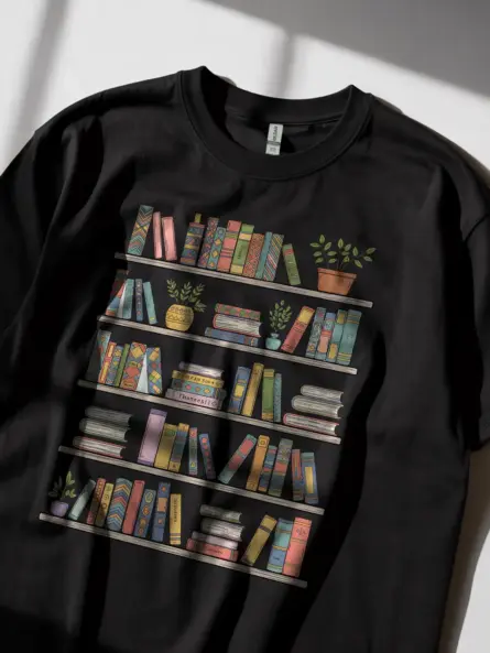 Bookshelf T-Shirt – Charming Graphic Tee for Cozy Book Lovers - Image 2