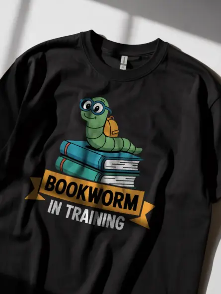 Bookworm Tee – Cute In Training Tee for Kids Who Love Reading - Image 2