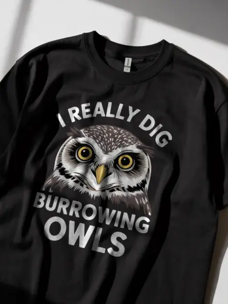 Burrowing Owl T-Shirt for Bird Lovers – I Really Dig Owls Tee - Image 2