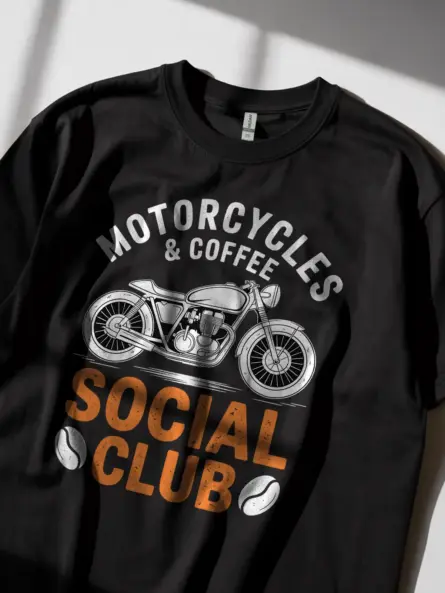 Bold Cafe Racer T-Shirt for Biker Coffee Lovers – Vintage Club Vibes - Image 2
