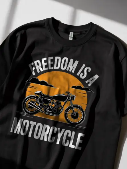 Vintage cafe racer shirt  – Bold Freedom Ride Graphic Tee - Image 2