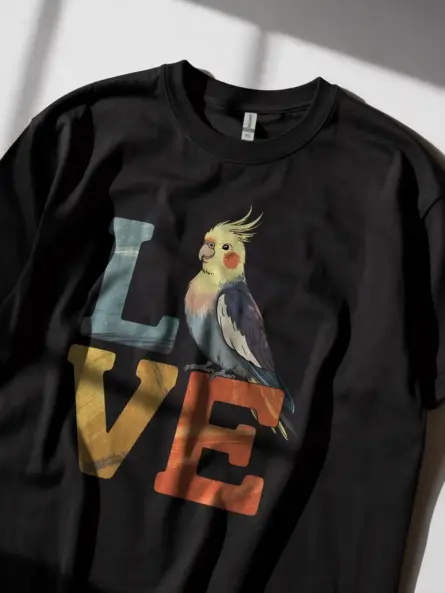 Cartoon Cockatiel Love T-Shirt for Bird Lovers - Image 2